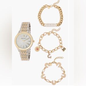 True Religion Crystal Logo Two Tone Women's Watch (33.8mm) & Bracelet Set